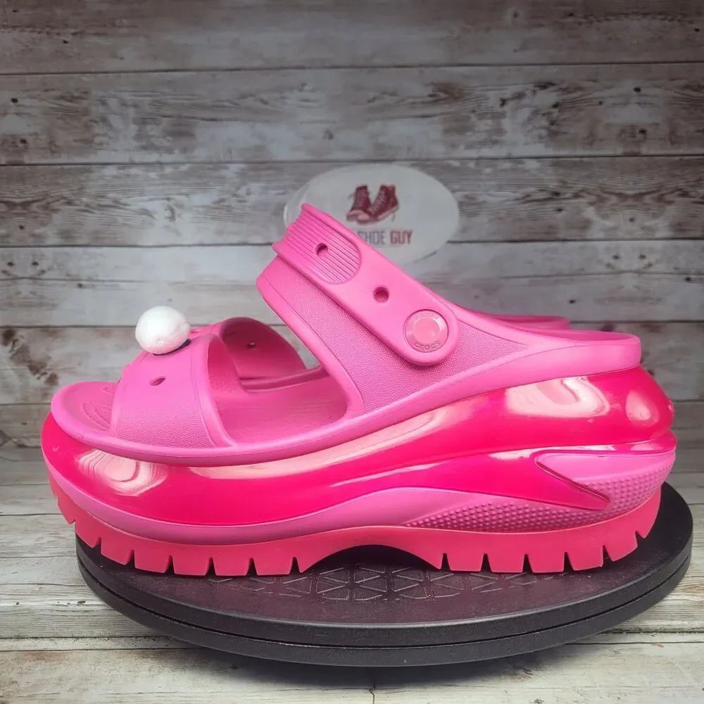 Crocs Mega Crush Slingback High Women's Size 7 Pink Platform Sandals